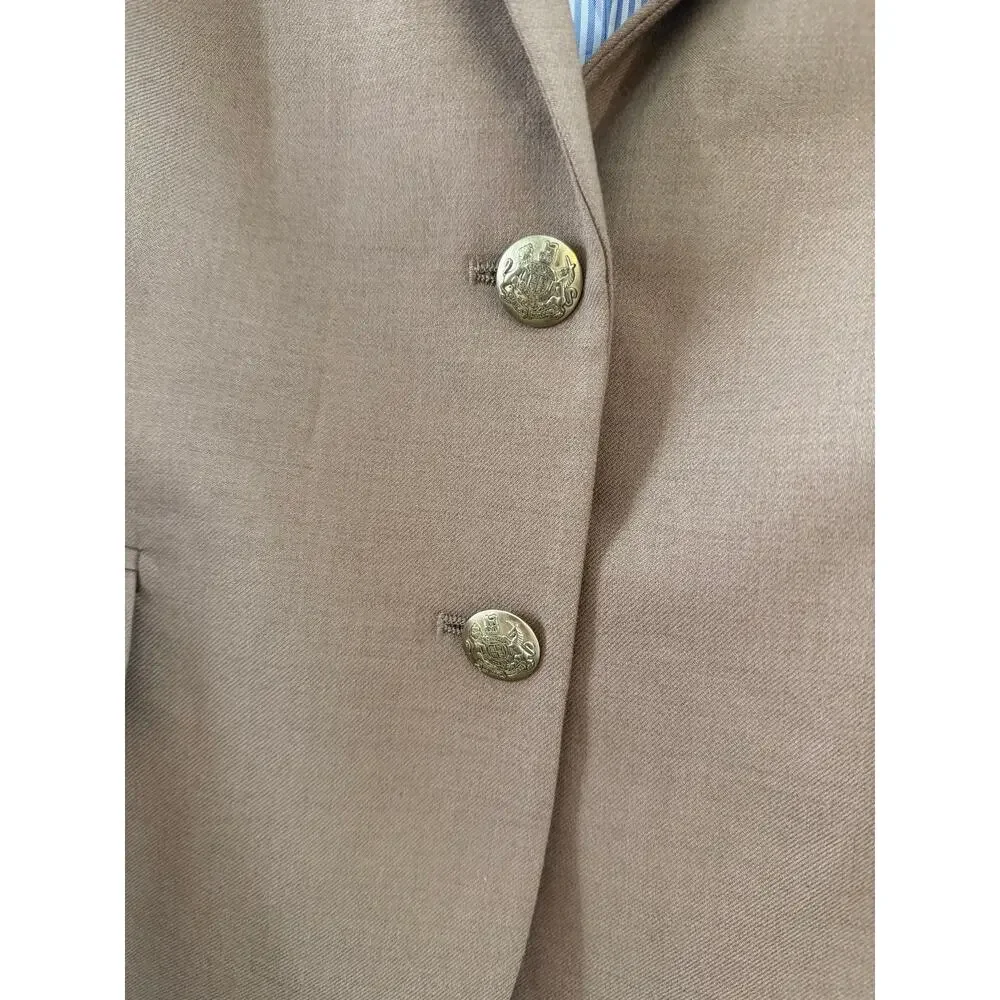 J.Crew Schoolboy Blazer Camel Tan Gold Button Wool Blend NWT Size 14 - Picture 7 of 14